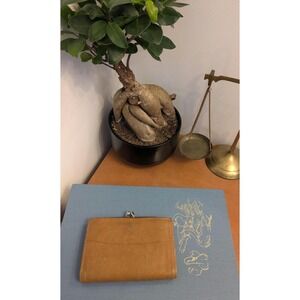 Vintage‎ Leather Wallet Kiss Lock Coin Purse Brown Leather Bifold Wallet Change